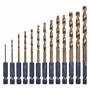 13pc ¼″ Titanium Coated HSS Drill Bit Set