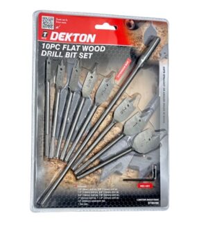 DEKTON 10PC FLAT WOOD DRILL BIT SET