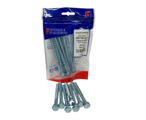 BZP Hex Head Coach Screws M8 Zinc Plated