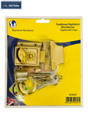 Supreme Traditional Nightlatch Bird Narrow PB @2 KEYS
