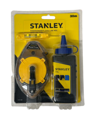 30m Powerwinder Chalk Line Set - Chalk Line 113g Blue Chalk & Level