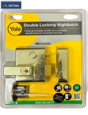 Yale Double Locking Nightlatch Brasslux @40mm