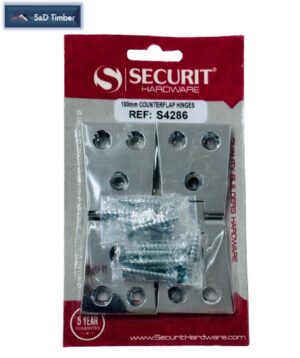 Security Counter Flap Hinges Chrome Plated @100mm