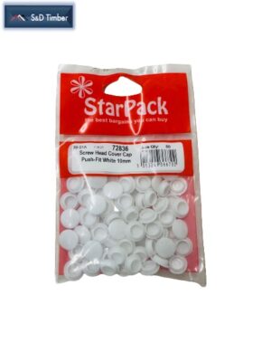 Screw Head Cover Caps Push-Fit White @10mm