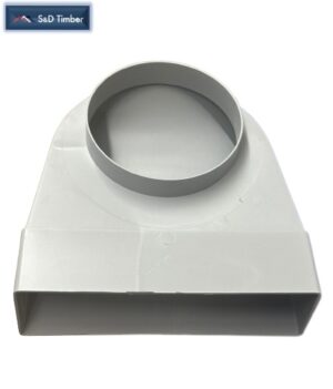 90° Flat-to-Round Ducting Elbow Adapter, 204mm x 60mm to 125mm