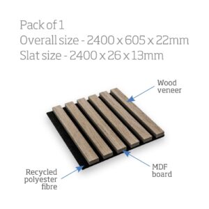 Smoked Oak Acoustic Slat Wall Panel 22 x 605 x 2400