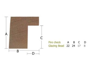 Far Eastern Hardwood 22 x 24mm Fire Check Glazing Bead